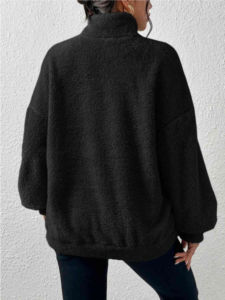 Half Zip Drop Shoulder Sweatshirt with Pocket |1mrk.com