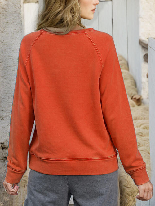 Round Neck Long Sleeve Sweatshirt |1mrk.com