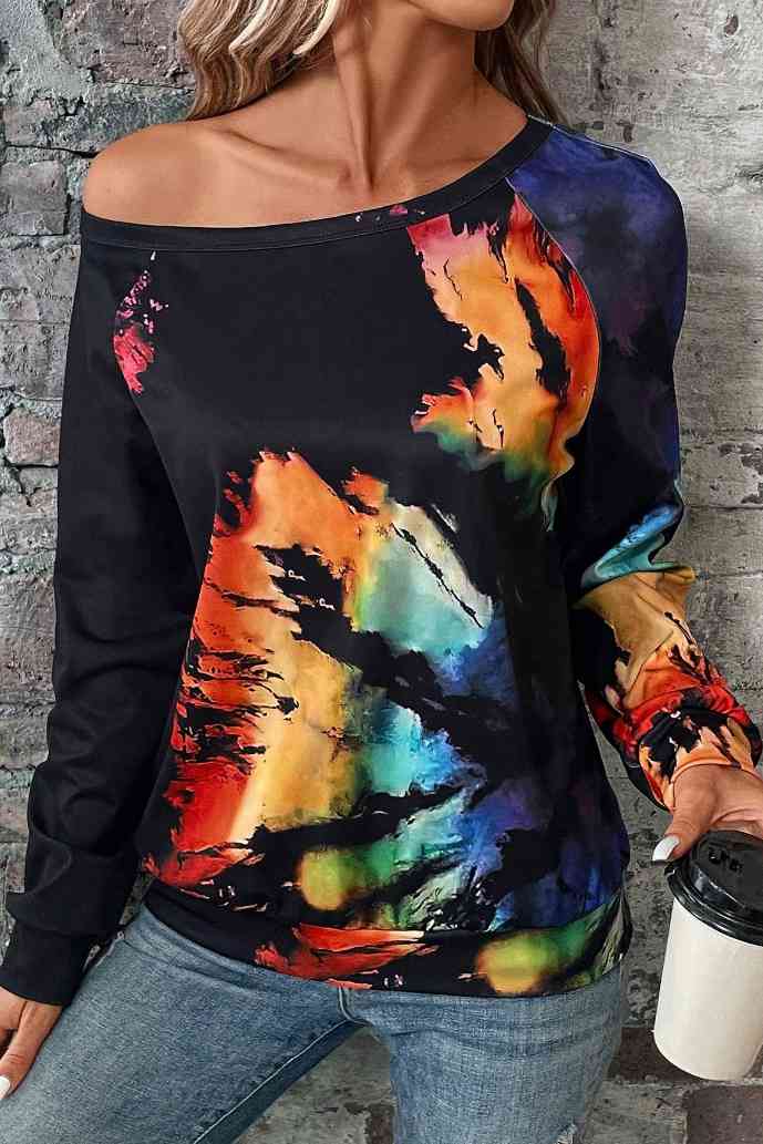 Tie-Dye Boat Neck Sweatshirt |1mrk.com