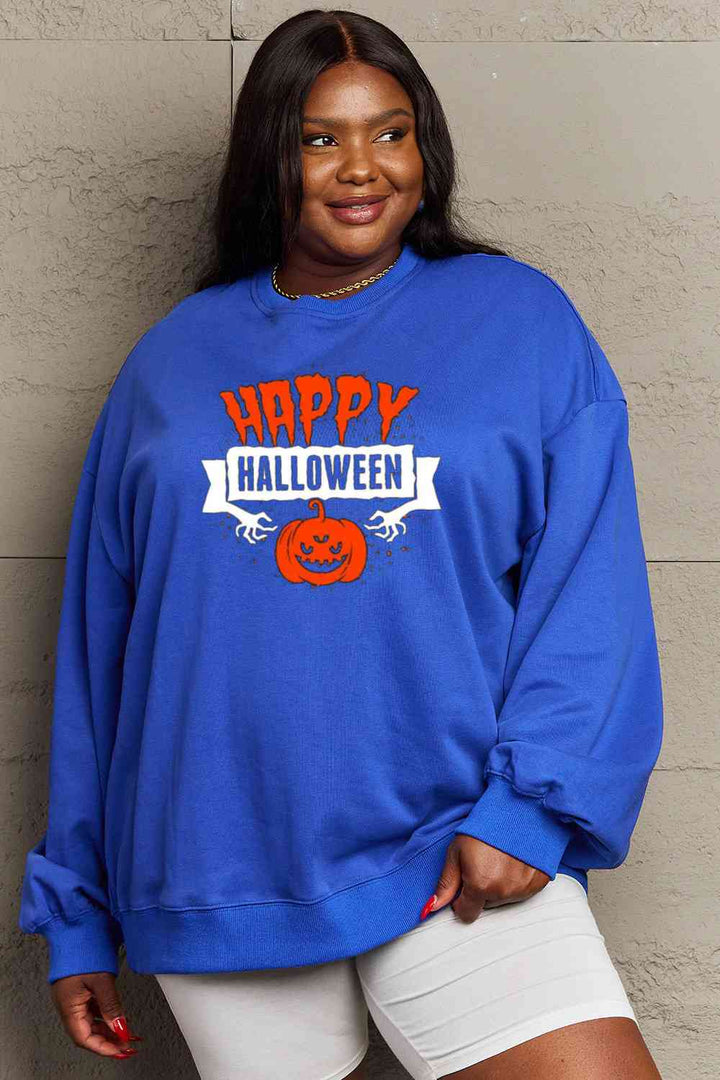 Simply Love Full Size HAPPY HALLOWEEN Graphic Sweatshirt |1mrk.com