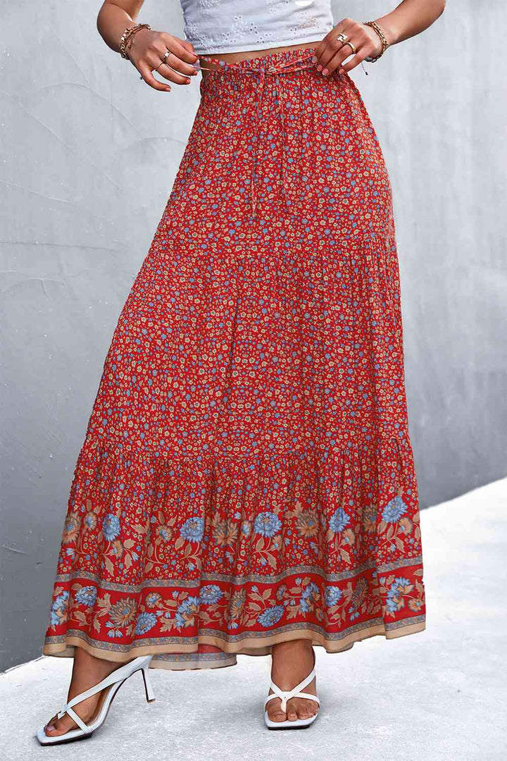 Floral Tied Maxi Skirt |1mrk.com