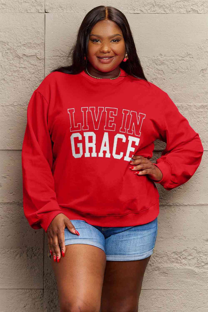 Simply Love Full Size LIVE IN GRACE Graphic Sweatshirt |1mrk.com