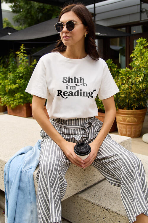 Simply Love Full Size SHHH I'M READING Short Sleeve T-Shirt | 1mrk.com