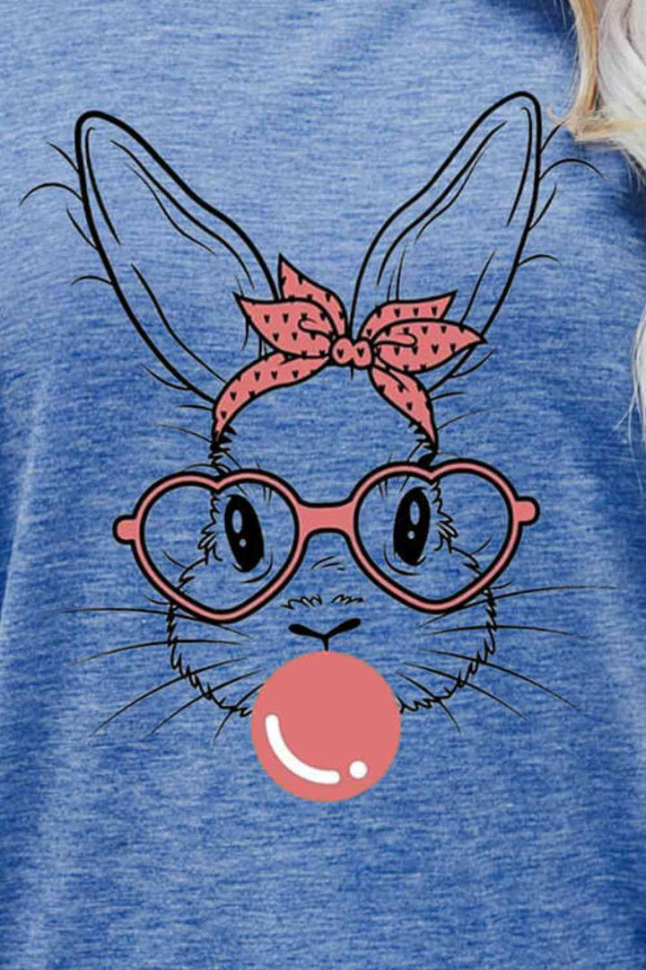 Easter Bunny Graphic Round Neck T-Shirt | 1mrk.com