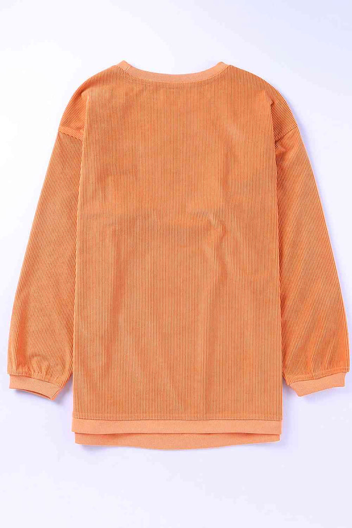 HOWDY Pumpkin Graphic Ribbed Sweatshirt |1mrk.com