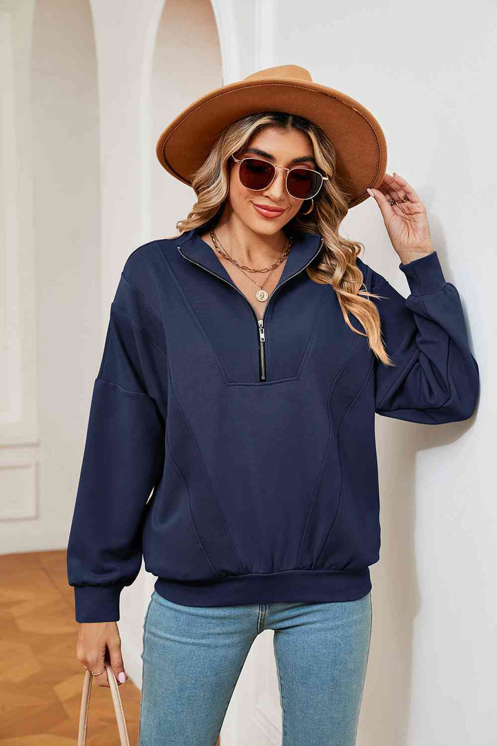 Half-Zip Dropped Shoulder Sweatshirt |1mrk.com