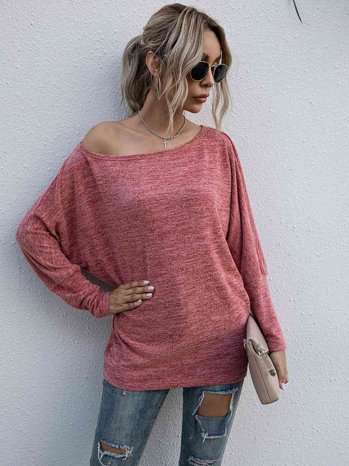 Heathered Boat Neck Long Sleeve Tee | 1mrk.com