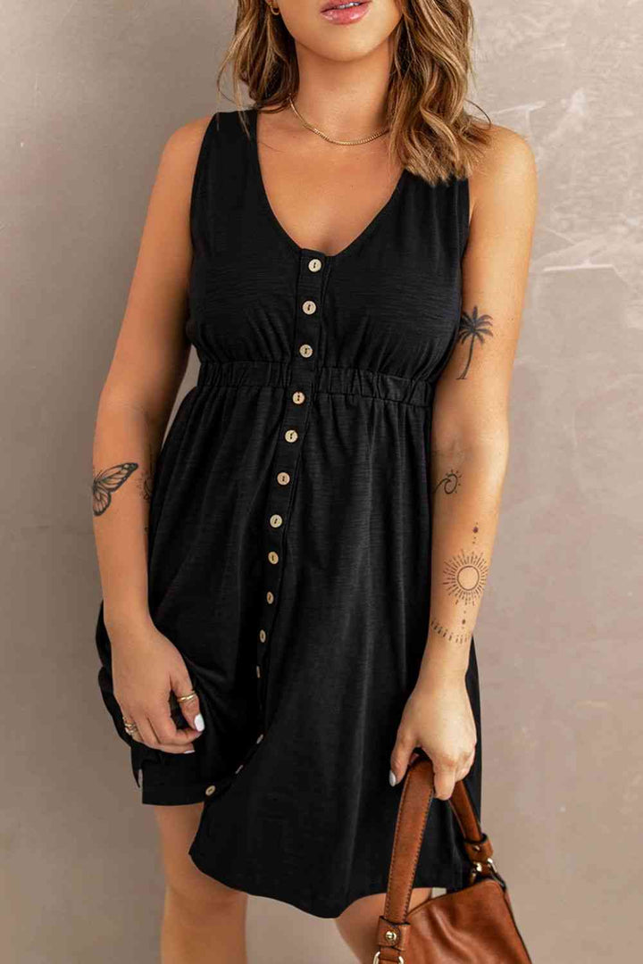 Sleeveless Button Down Mini Magic Dress | 1mrk.com