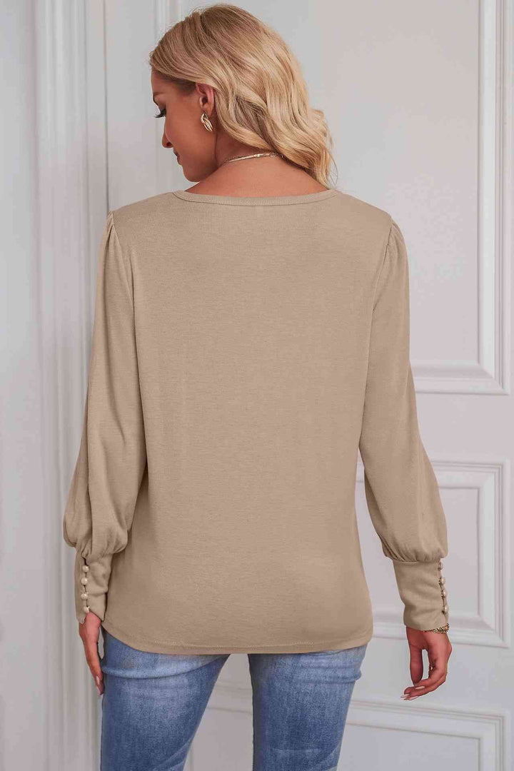 Round Neck Puff Sleeve T-Shirt | 1mrk.com