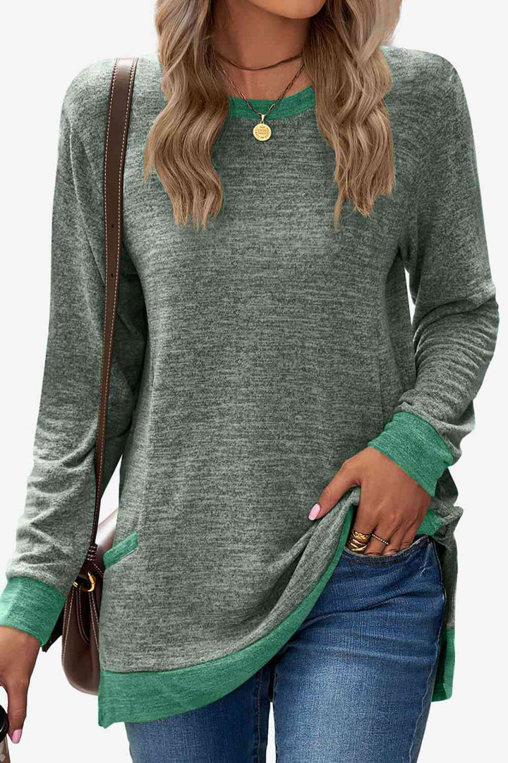 Heathered Slit Top with Pockets | 1mrk.com