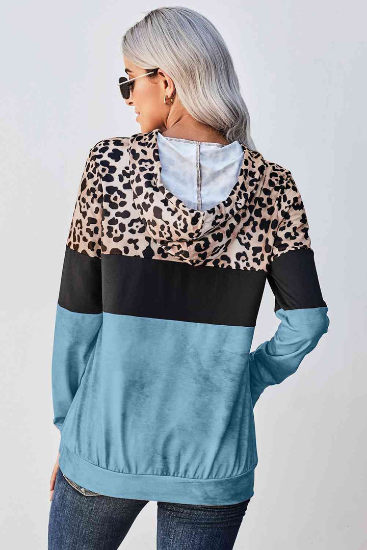 Leopard Color Block Hoodie | 1mrk.com