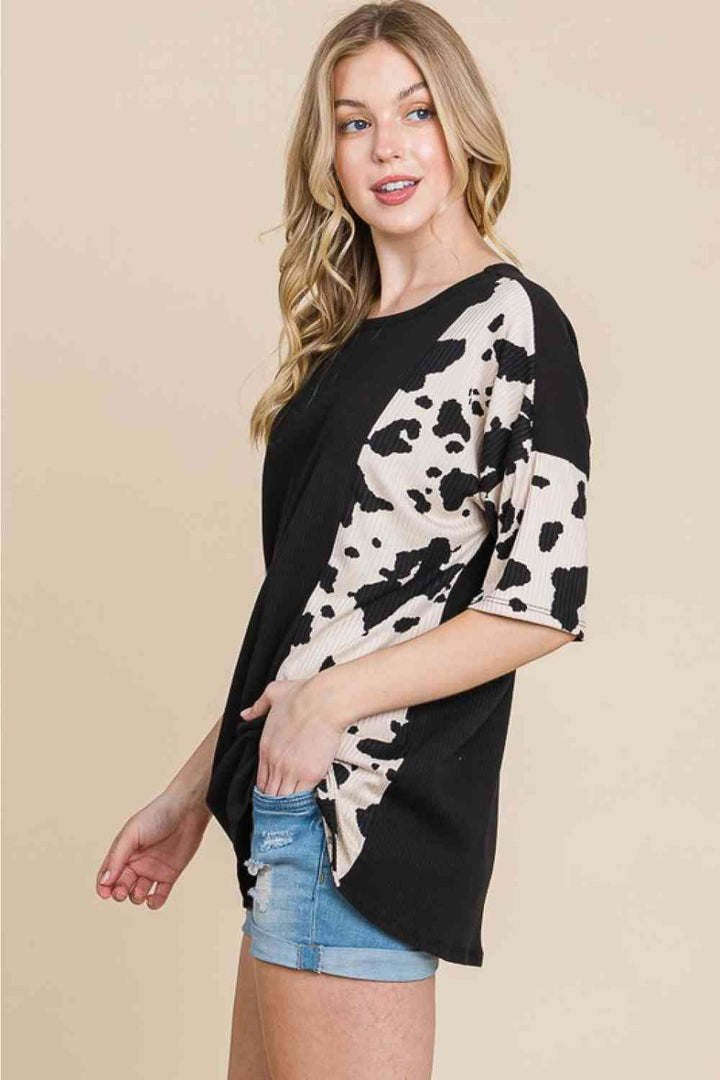 BOMBOM Rodeo Love Ribbed Animal Contrast Tee | 1mrk.com