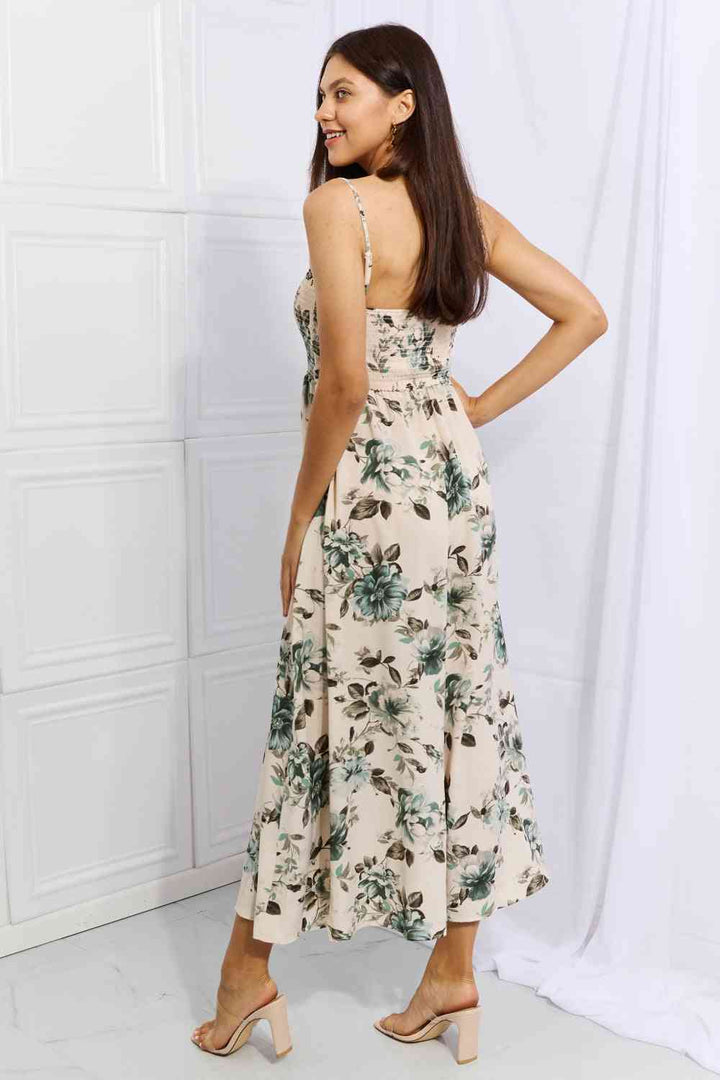 OneTheLand Hold Me Tight Sleeveless Floral Maxi Dress in Sage | 1mrk.com