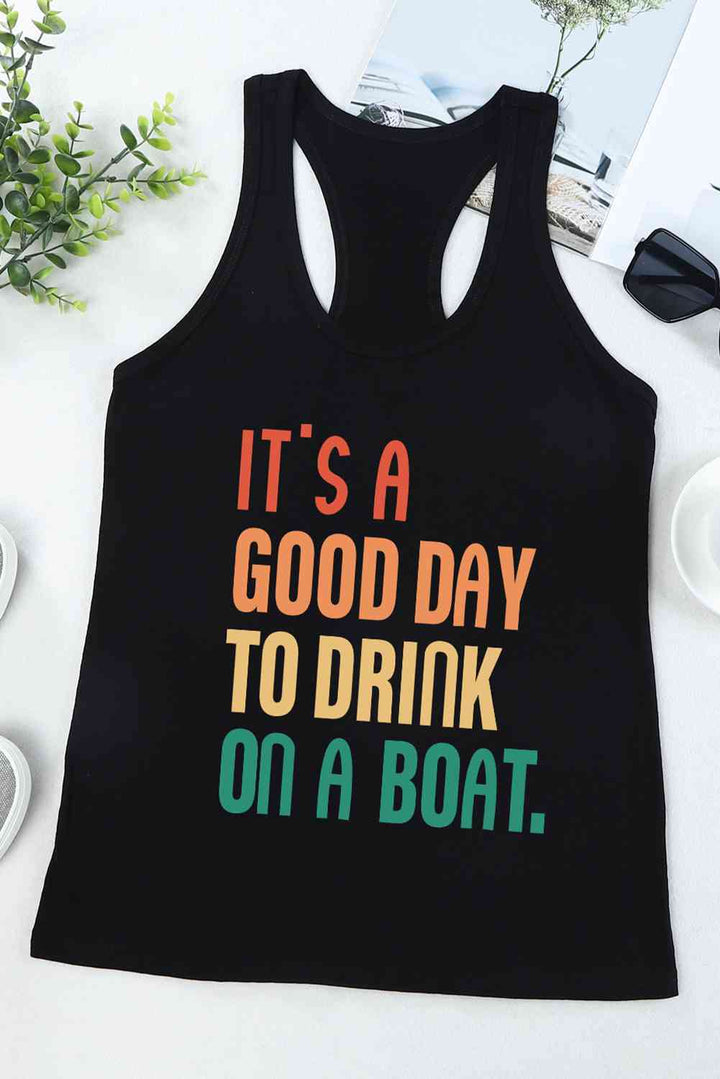 Slogan Graphic Scoop Neck Tank | 1mrk.com