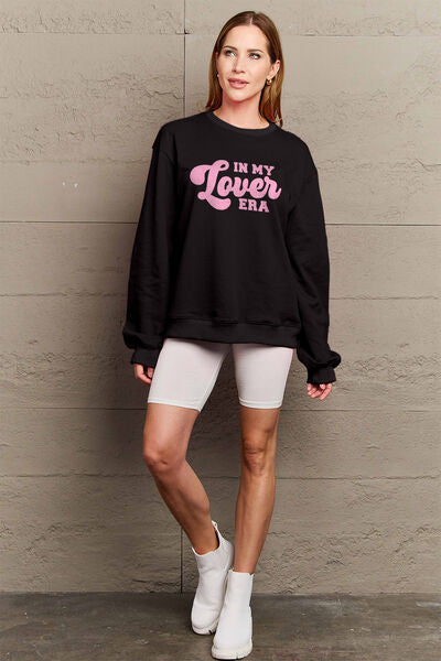 Simply Love Full Size IN MY LOVER ERA Round Neck Sweatshirt | Trendsi