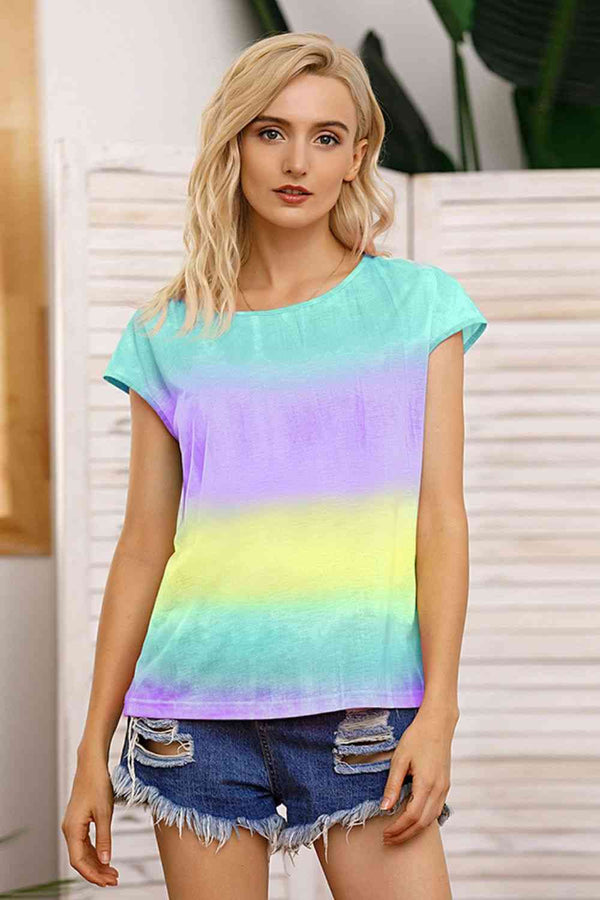 Tie Dye Round Neck Short Sleeve Tee | 1mrk.com