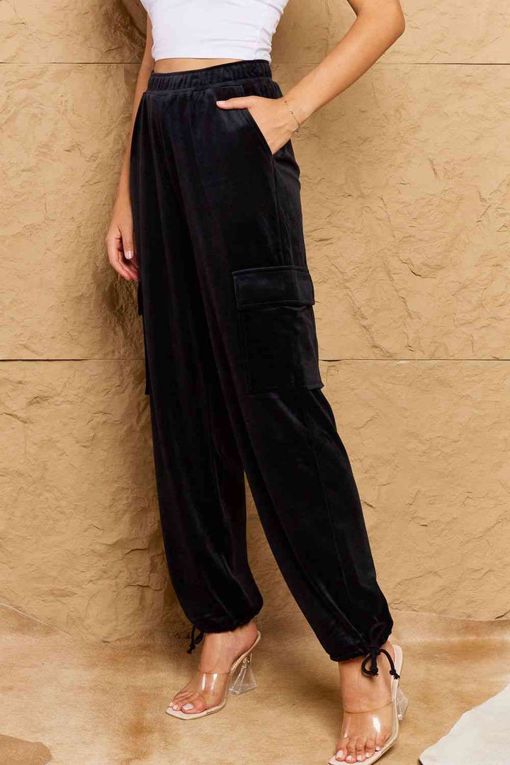 HYFVE Chic For Days High Waist Drawstring Cargo Pants in Black | 1mrk.com
