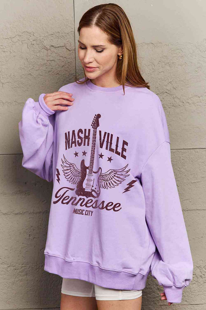 Simply Love Simply Love Full Size NASHVILLE TENNESSEE MUSIC CITY Graphic Sweatshirt |1mrk.com