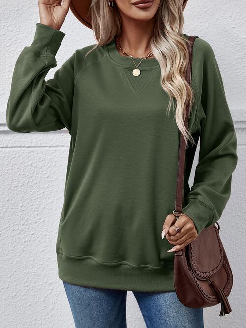 Round Neck Long Sleeve Sweatshirt |1mrk.com