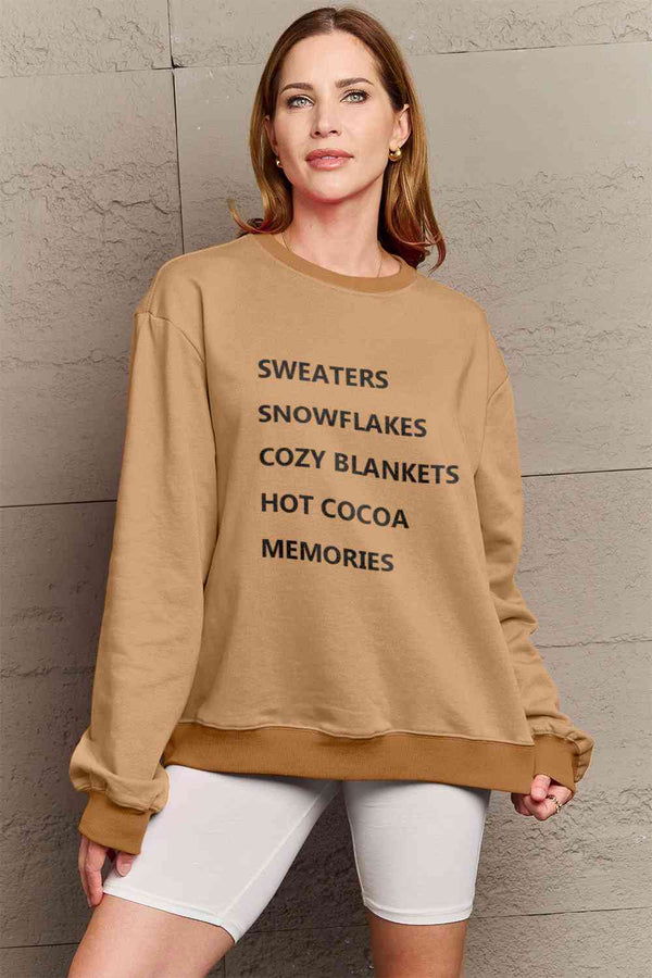 Simply Love Full Size Letter Graphic Round Neck Sweatshirt | 1mrk.com