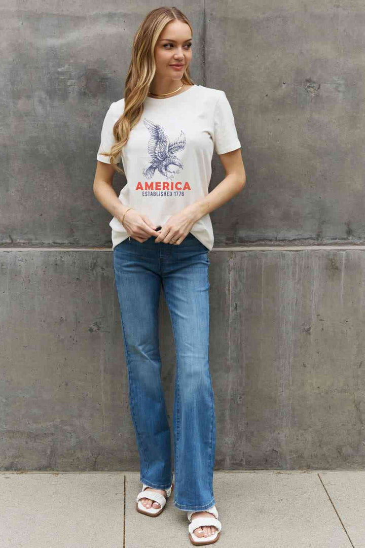 Simply Love AMERICA ESTABLISHED 1776 Graphic Cotton T-Shirt | 1mrk.com