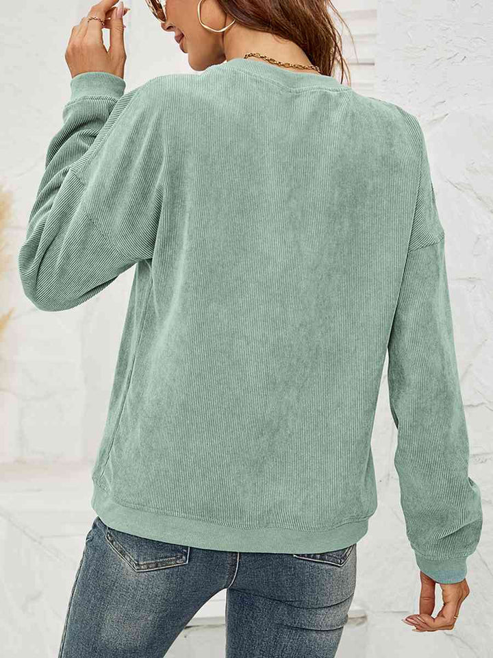 Round Neck Long Sleeve MAMA Graphic Sweatshirt | 1mrk.com