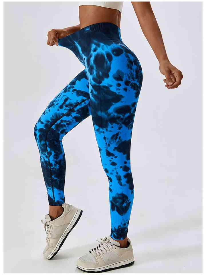 Tie Dye Wide Waistband Active Leggings |1mrk.com