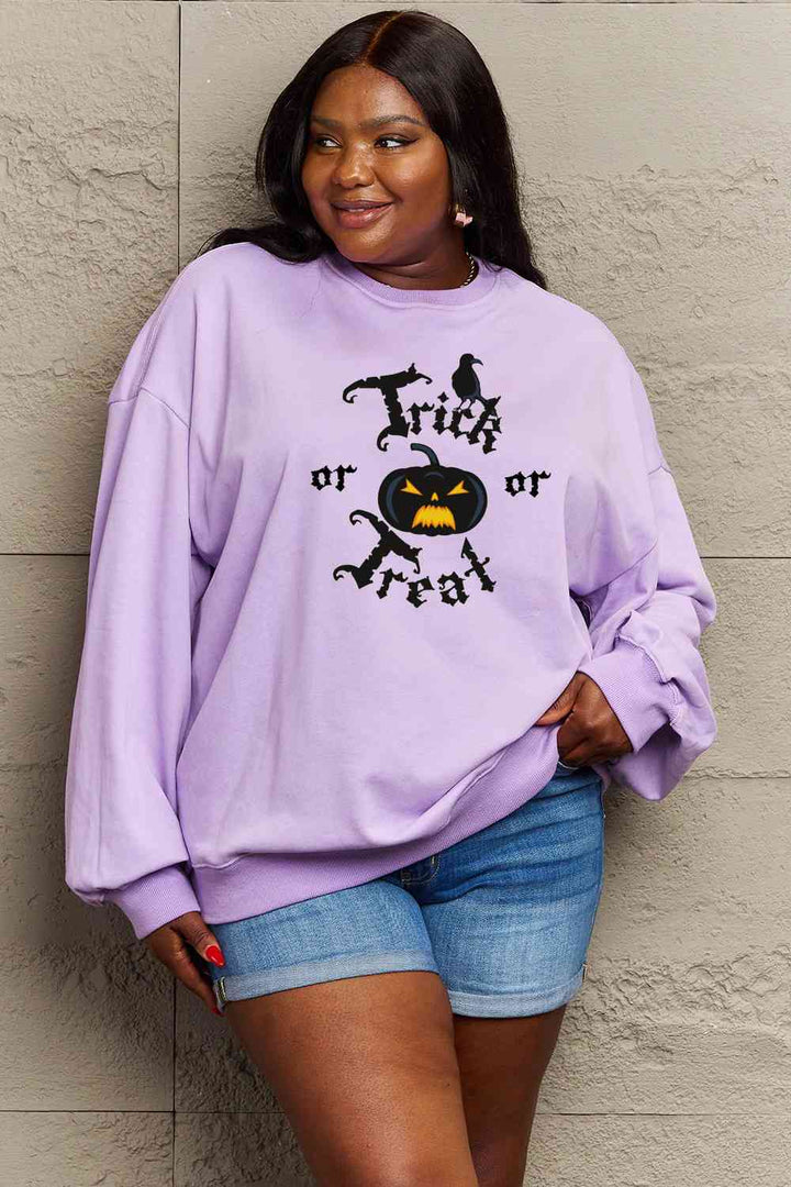 Simply Love Full Size TRICK OR TREAT Graphic Sweatshirt |1mrk.com