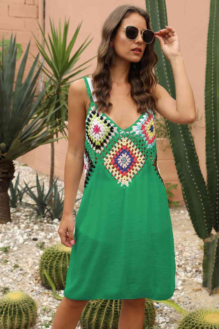 Openwork Sleeveless Embroidery Dress |1mrk.com