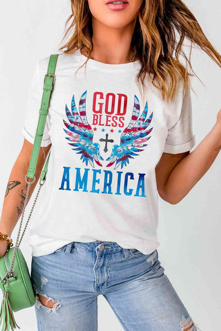 GOD BLESS AMERICA Cuffed Tee Shirt | 1mrk.com