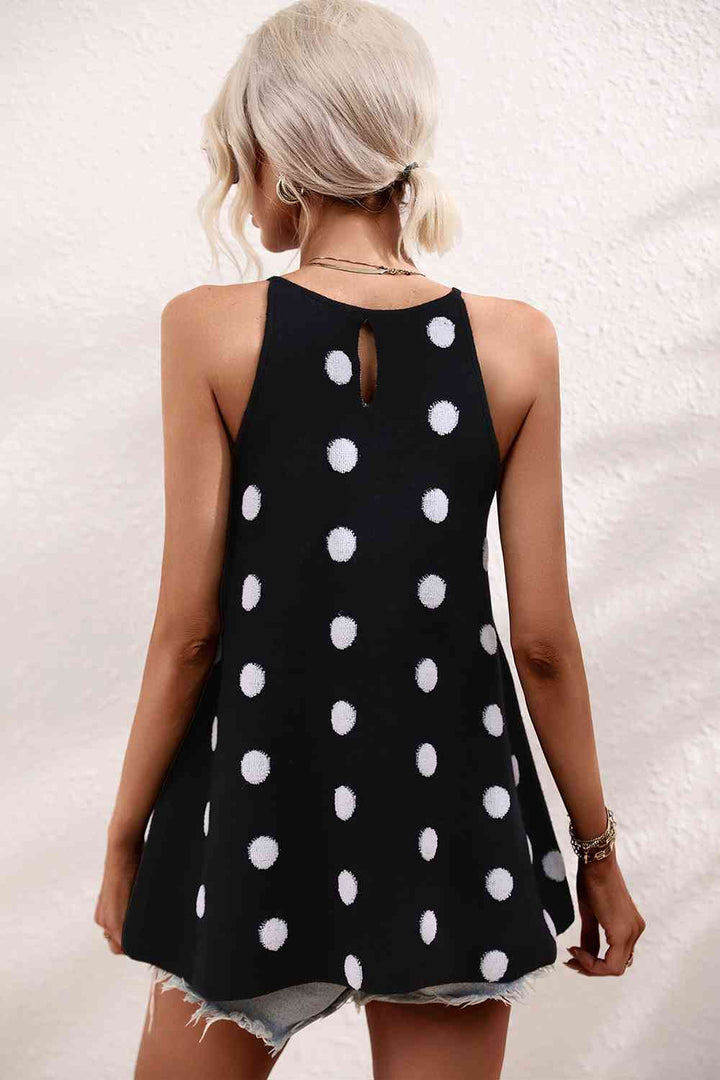 Polka Dot Round Neck Knit Tank | 1mrk.com