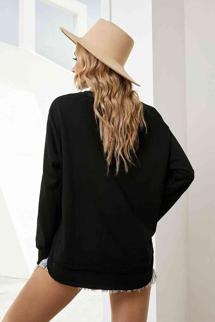 Side Slit Drop Shoulder Sweatshirt |1mrk.com