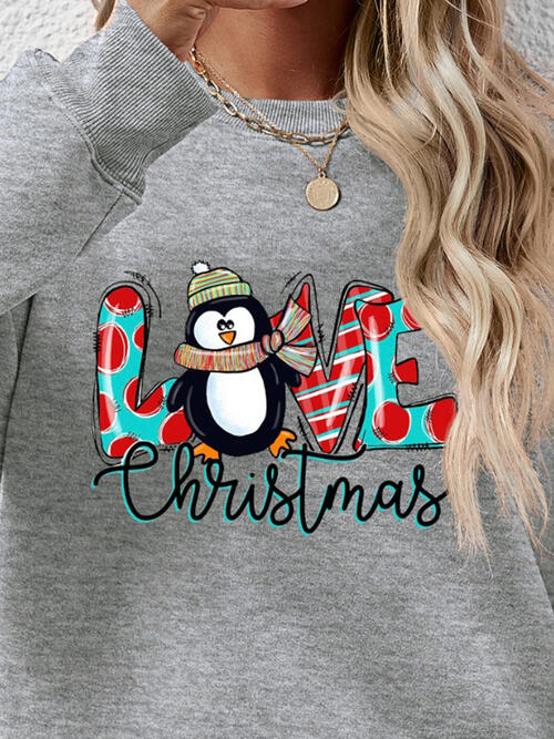 LIVE CHRISTMAS Drop Shoulder Round Neck Sweatshirt |1mrk.com