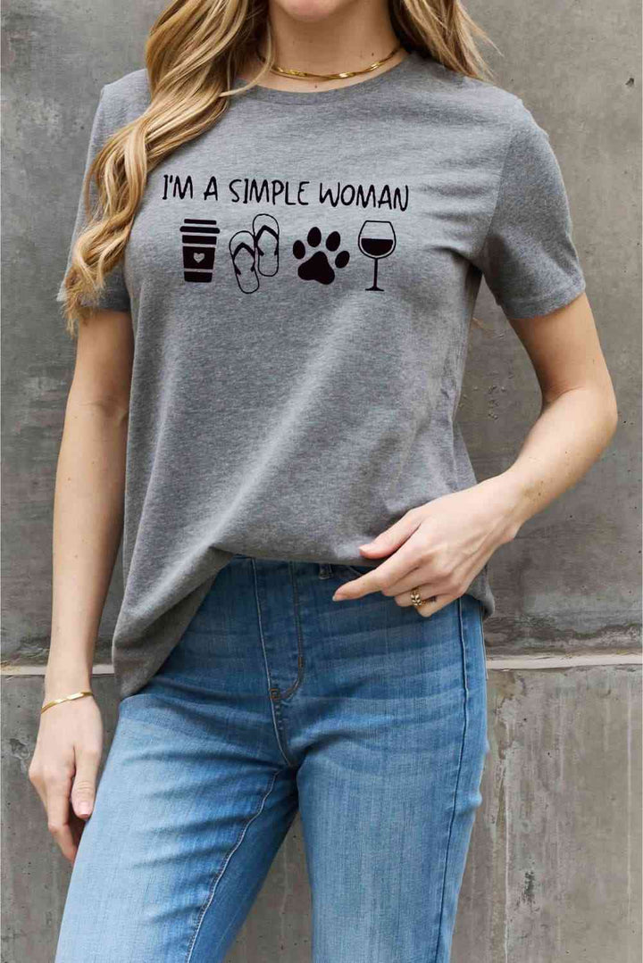 Simply Love Full Size I'M A  SIMPLE WOMAN Graphic Cotton Tee | 1mrk.com