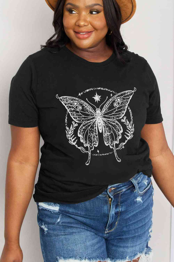 Simply Love Simply Love Full Size Butterfly Graphic Cotton Tee | 1mrk.com