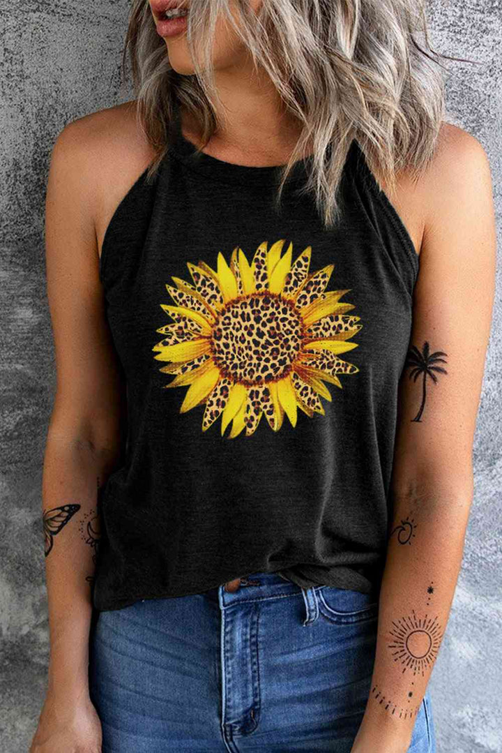 Sunflower Graphic Round Neck Tank | 1mrk.com