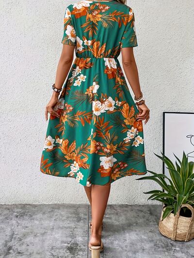 Floral Surplice Short Sleeve Dress | Trendsi