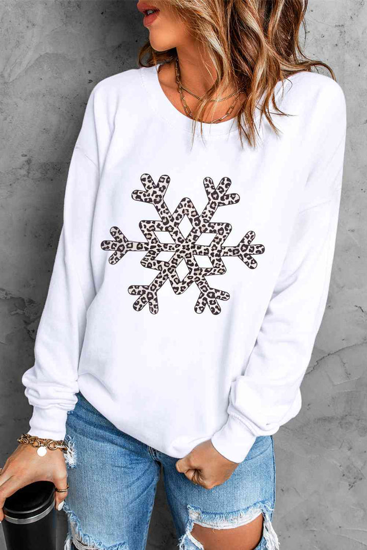 Snowflake Graphic Dropped Shoulder Sweatshirt |1mrk.com