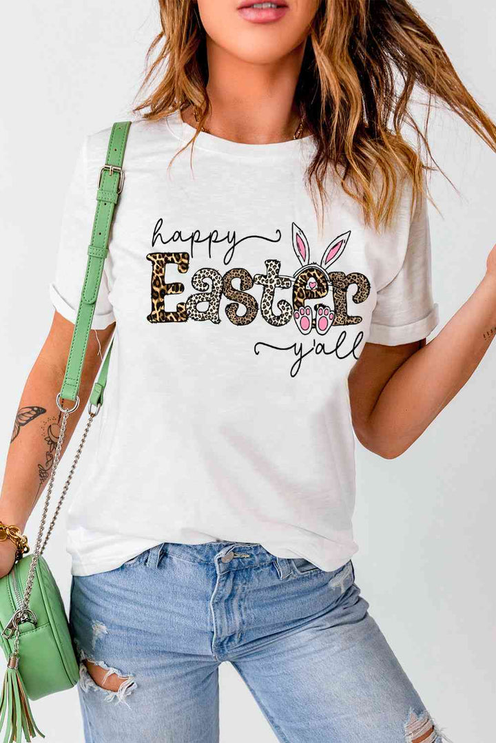 HAPPY EASTER Y'ALL Graphic Round Neck Tee | 1mrk.com