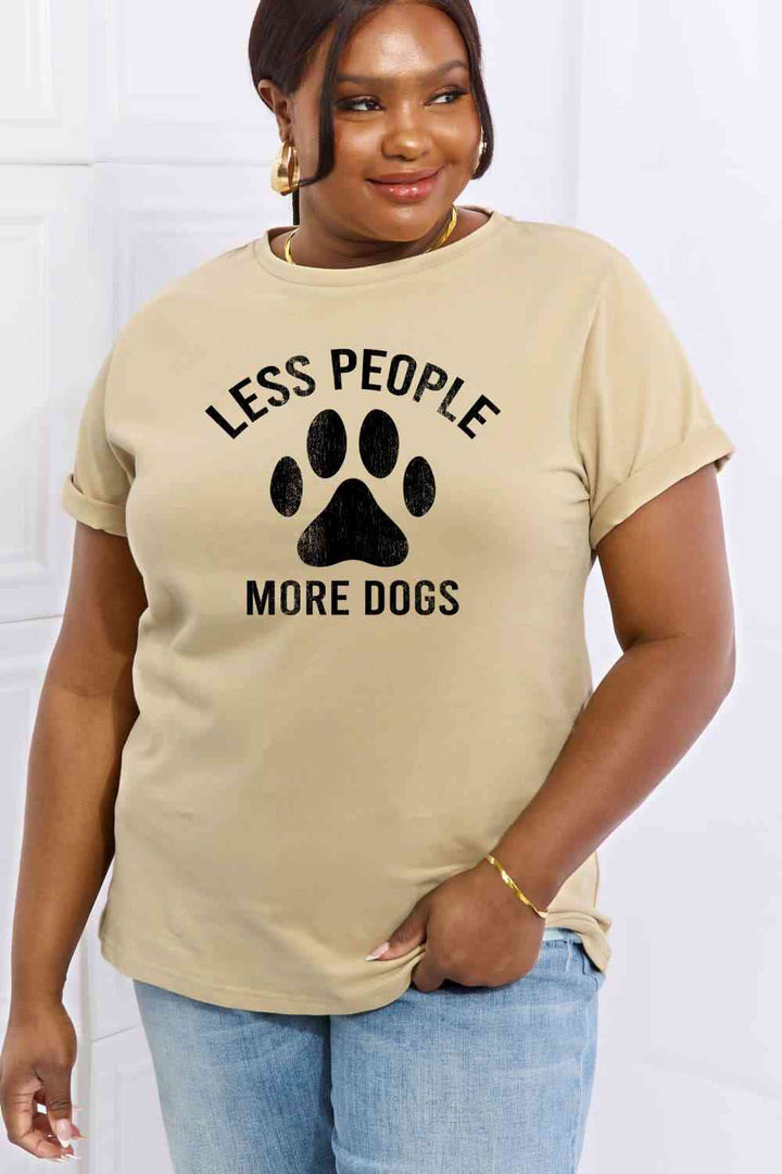 Simply Love Full Size LESS PEOPLE MORE DOGS Graphic Cotton Tee | 1mrk.com