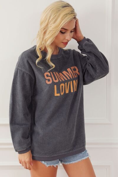 SUMMER LOVIN Graphic Textured Pullover Sweatshirt |1mrk.com