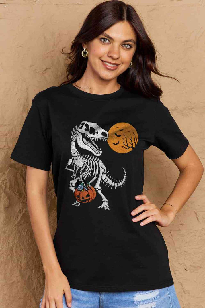 Simply Love Full Size Dinosaur Skeleton Graphic Cotton T-Shirt | 1mrk.com