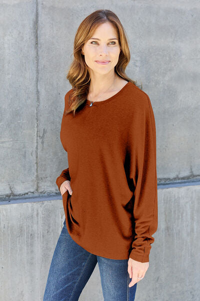 Double Take Full Size Round Neck Long Sleeve T-Shirt | 1mrk.com