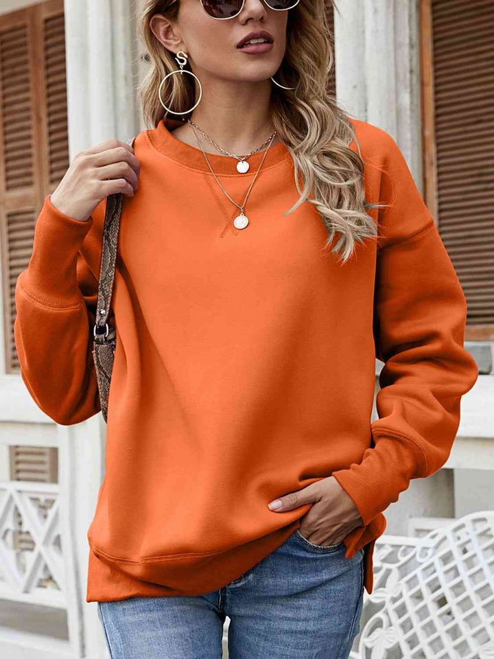 Dropped Shoulder Slit Sweatshirt |1mrk.com