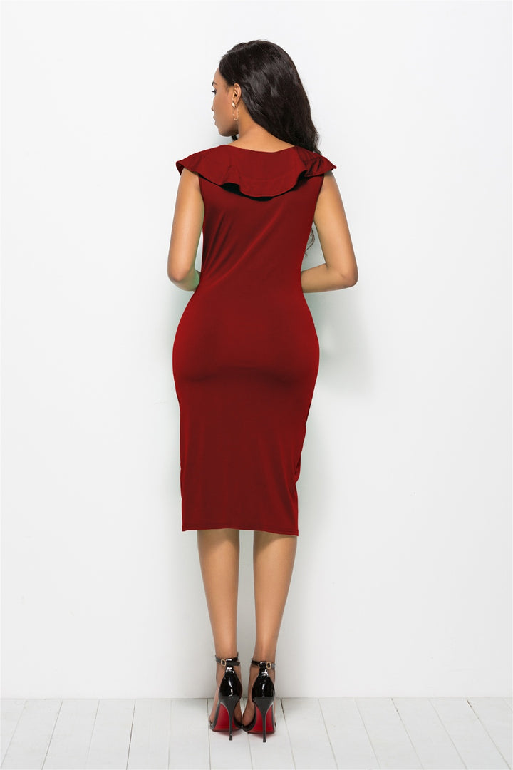 Ruched Ruffled Cap Sleeve Dress | Trendsi