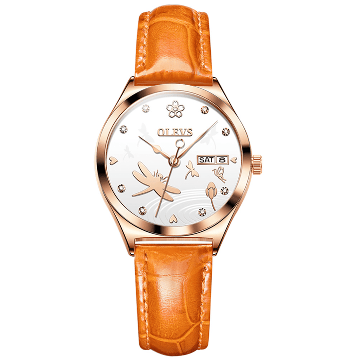 OLEVS 6611 luxury fashion women watch leather wristwatches mechanical watches OLEVS