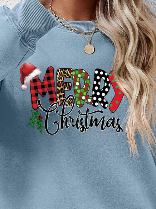 MERRY CHRISTMAS Round Neck Dropped Shoulder Sweatshirt |1mrk.com