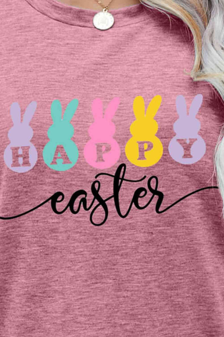 HAPPY EASTER Graphic Round Neck T-Shirt | 1mrk.com