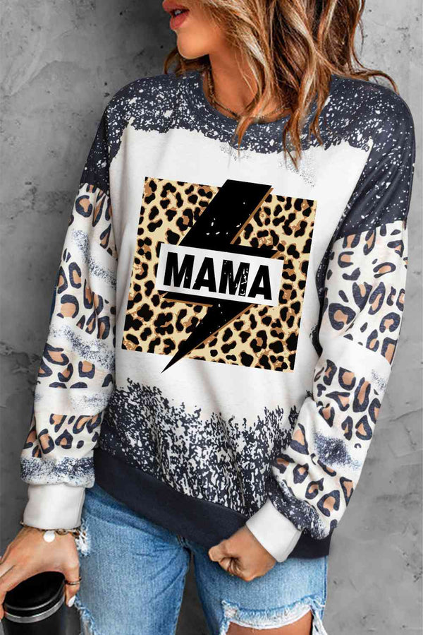 MAMA Lightning Graphic Leopard Sweatshirt |1mrk.com