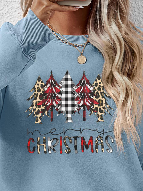 MERRY CHRISTMAS Round Neck Long Sleeve Sweatshirt |1mrk.com